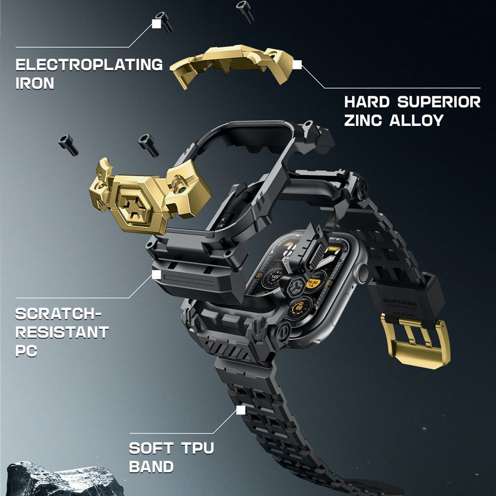 CREATOR: gd-jpeg v1.0 (using IJG JPEG v62), quality = 80 Supcase Unicorn Beetle Ore Case for Apple Watch 10/11 (46 mm) - Black and Goldeng