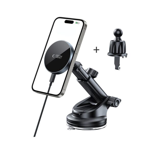 CREATOR: gd-jpeg v1.0 (using IJG JPEG v62), quality = 80 Tech-Protect mm15W-V5 Magnetic MagSafe Car Holder for Cockpit/Windshield/Air Vent - Blackeng