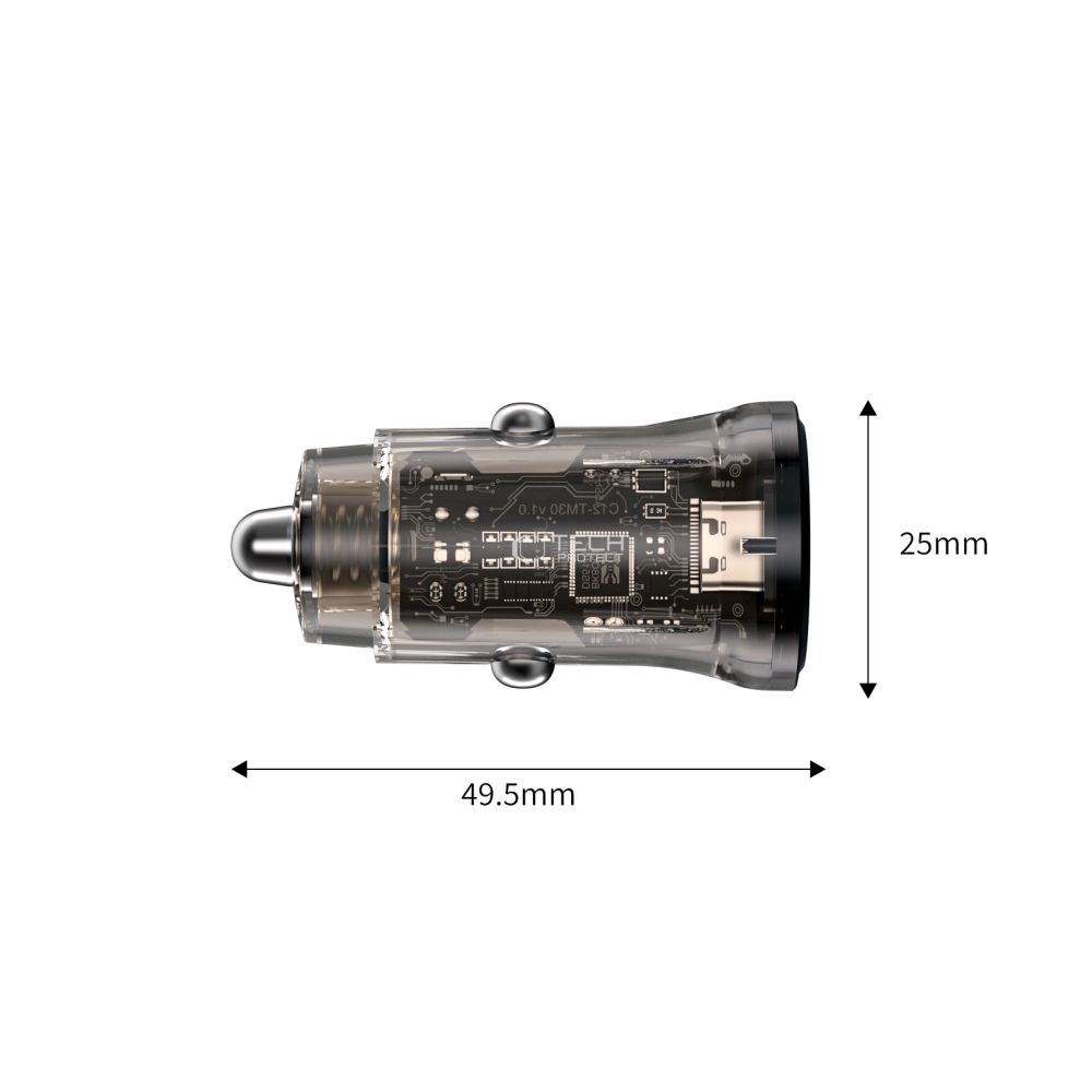Tech-Protect CC01 45W 2-Port USB-A / USB-C Car Charger - Blackeng