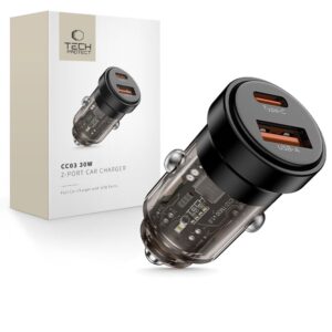 Tech-Protect CC03 30W 2-Port USB-A / USB-C Car Charger - Blackeng
