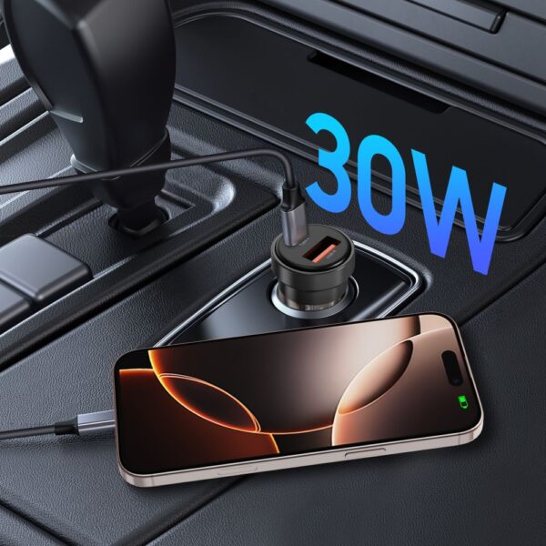 CREATOR: gd-jpeg v1.0 (using IJG JPEG v62), quality = 80 Tech-Protect CC03 30W 2-Port USB-A / USB-C Car Charger - Blackeng
