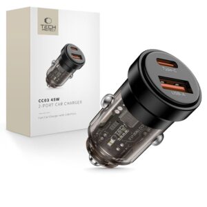 Tech-Protect CC03 45W 2-Port USB-A / USB-C Car Charger - Blackeng