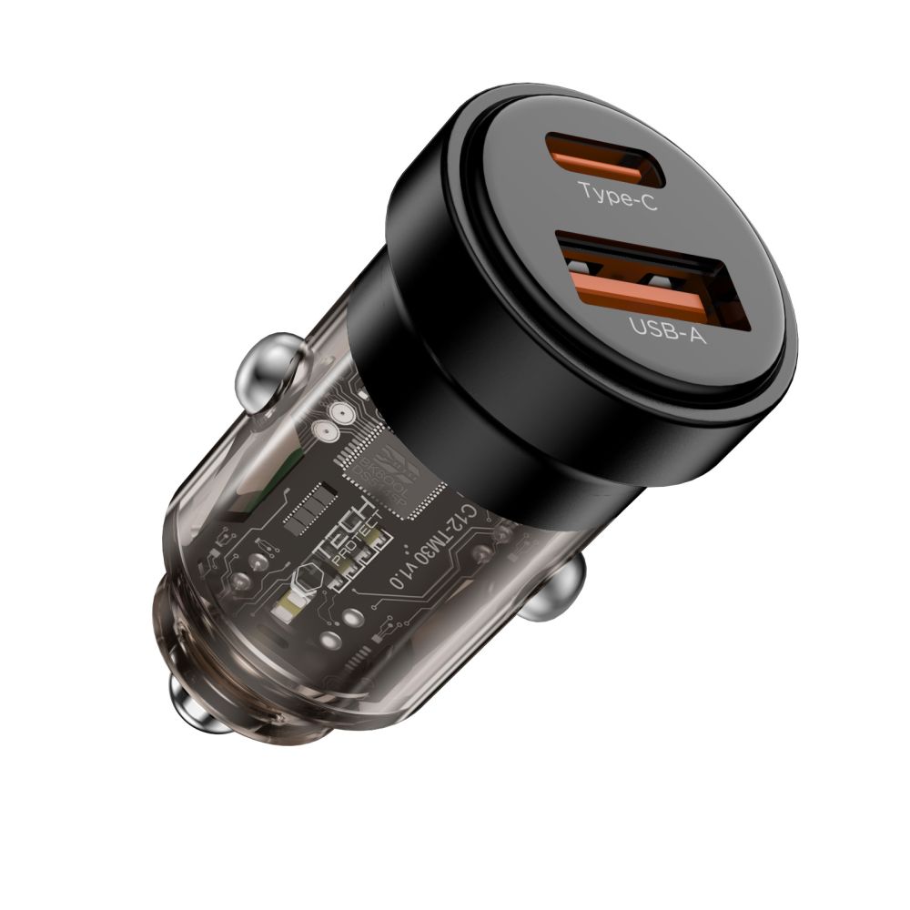 CREATOR: gd-jpeg v1.0 (using IJG JPEG v62), quality = 80 Tech-Protect CC03 45W 2-Port USB-A / USB-C Car Charger - Blackeng