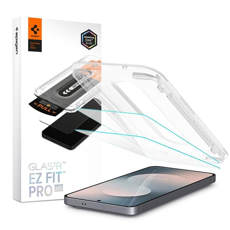 CREATOR: gd-jpeg v1.0 (using IJG JPEG v62), quality = 80 Spigen Glas.tR "EZ Fit Pro" Tempered Glass 2-pack for Samsung Galaxy S25 FEeng