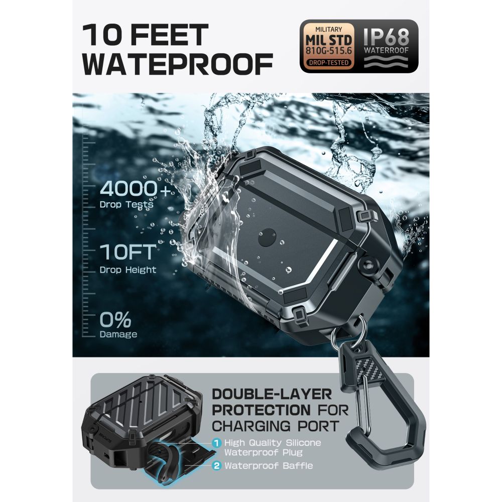 Supcase Unicorn Beetle Pro MagSafe IP68 Case for AirPods Pro 3 - Blackeng