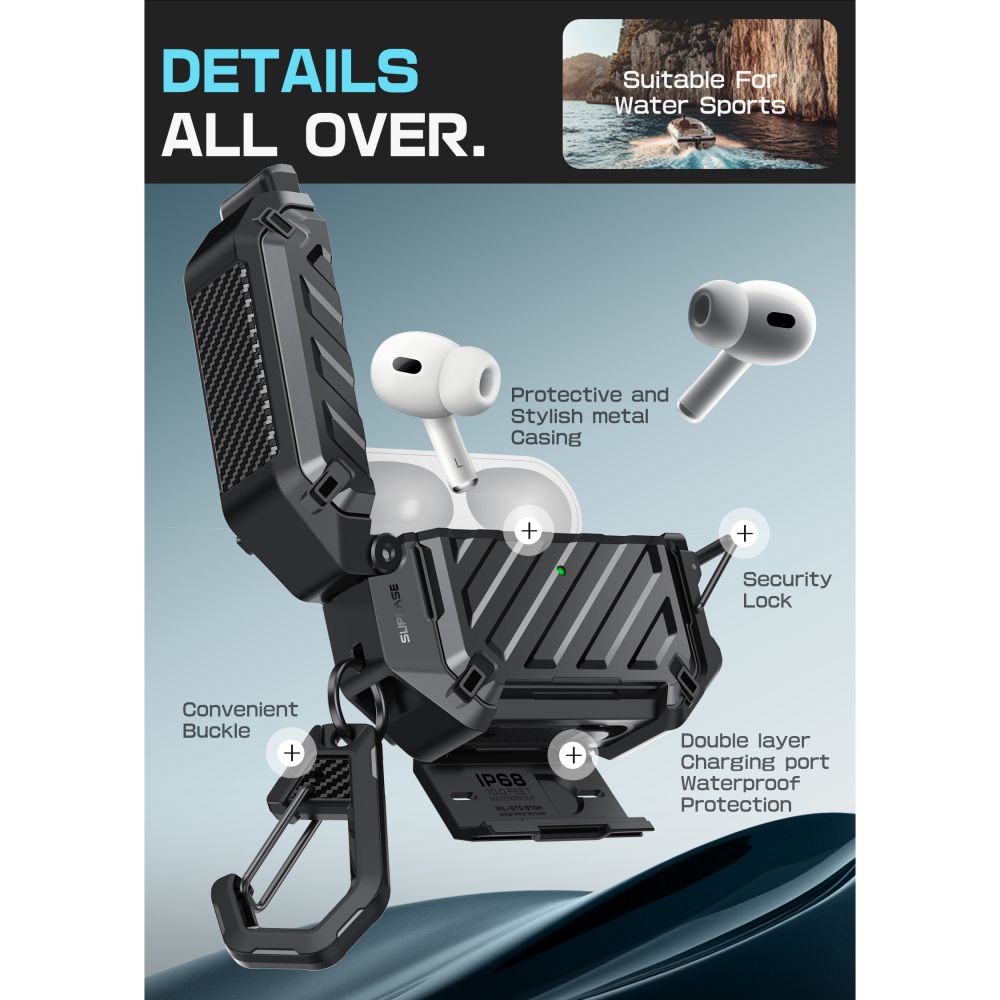 Supcase Unicorn Beetle Pro MagSafe IP68 Case for AirPods Pro 3 - Blackeng