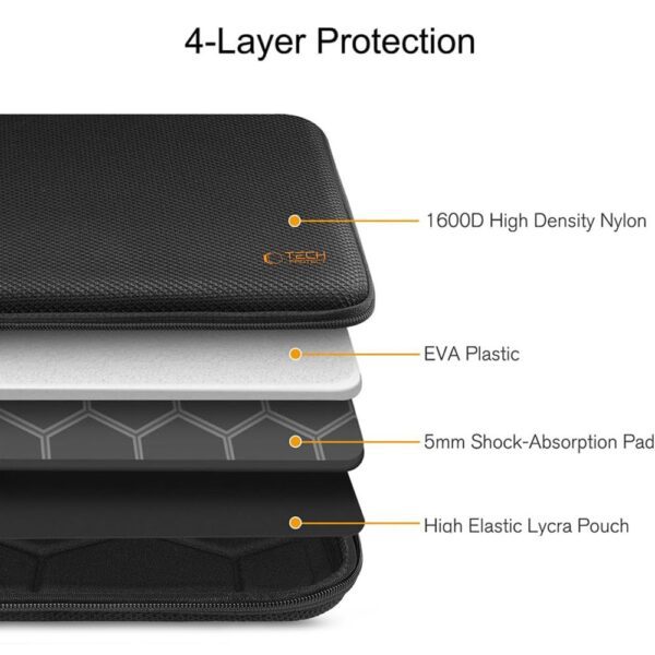 Tech-Protect Hardpouch Laptop Case 13-14 - Black and Orangeeng