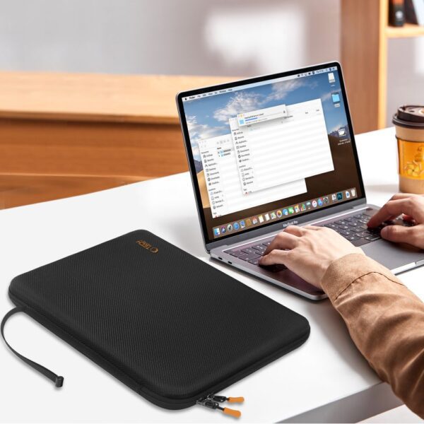 Tech-Protect Hardpouch for 15-16 Laptops - Black and Orangeeng