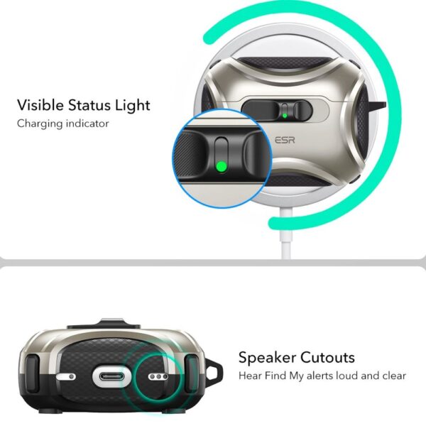 ESR Cyber ​​FlickLock MagSafe case for AirPods Pro 3 - silvereng