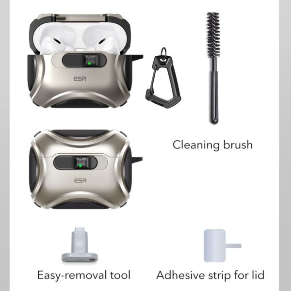 ESR Cyber ​​FlickLock MagSafe case for AirPods Pro 3 - silvereng