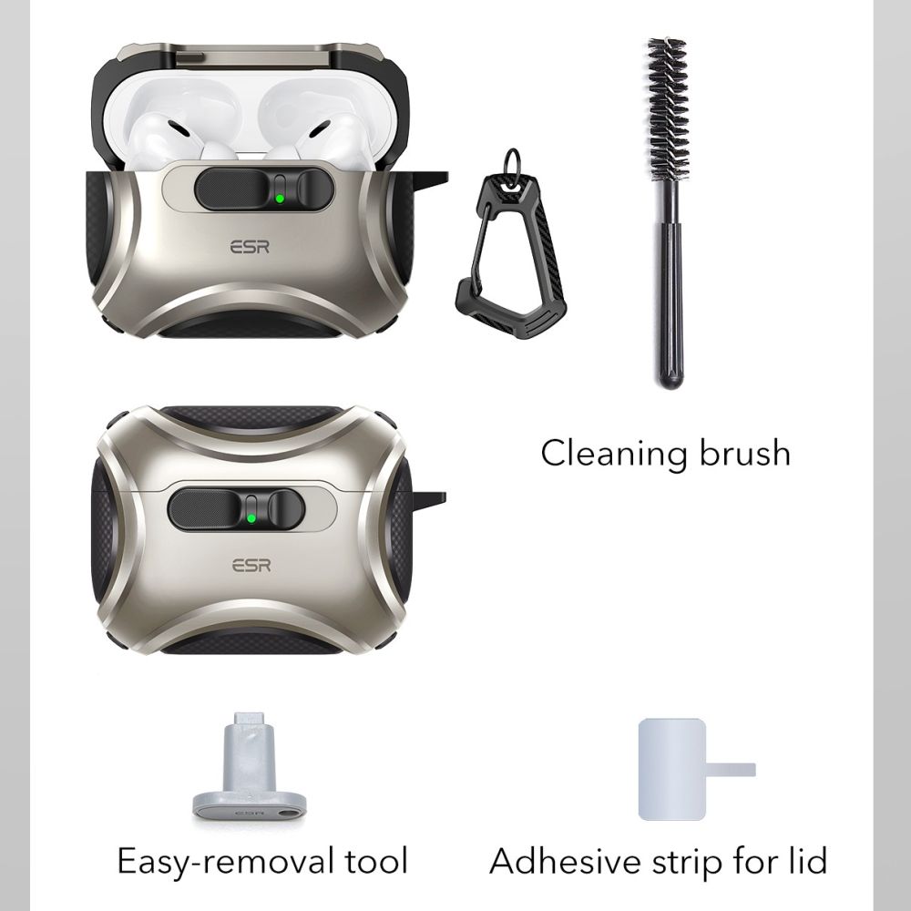 ESR Cyber ​​FlickLock MagSafe case for AirPods Pro 3 - silvereng