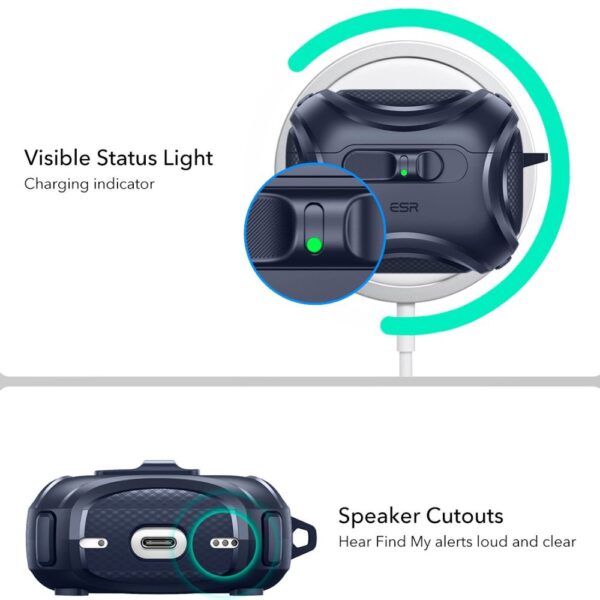 ESR Cyber ​​FlickLock MagSafe Case for AirPods Pro 3 - Navy Blueeng