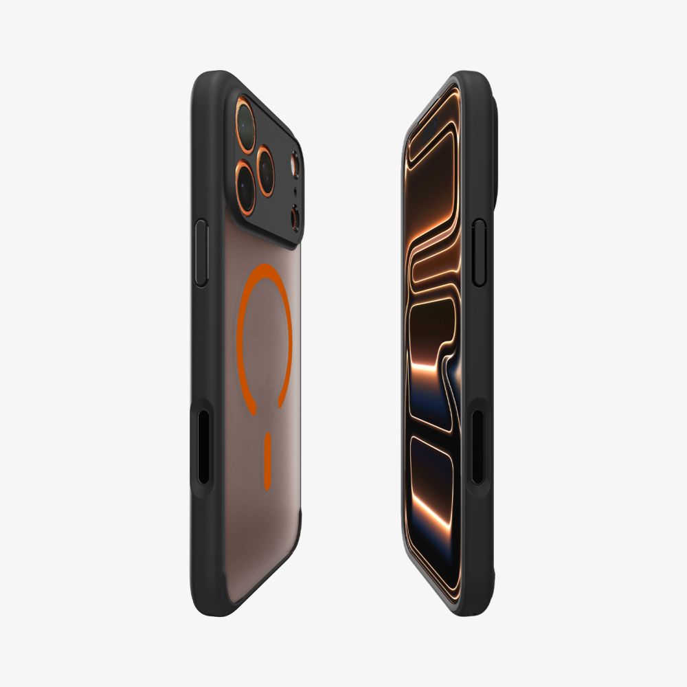Spigen Ultra Hybrid MagSafe Case for iPhone 17 Pro Max - Black and Orangeeng