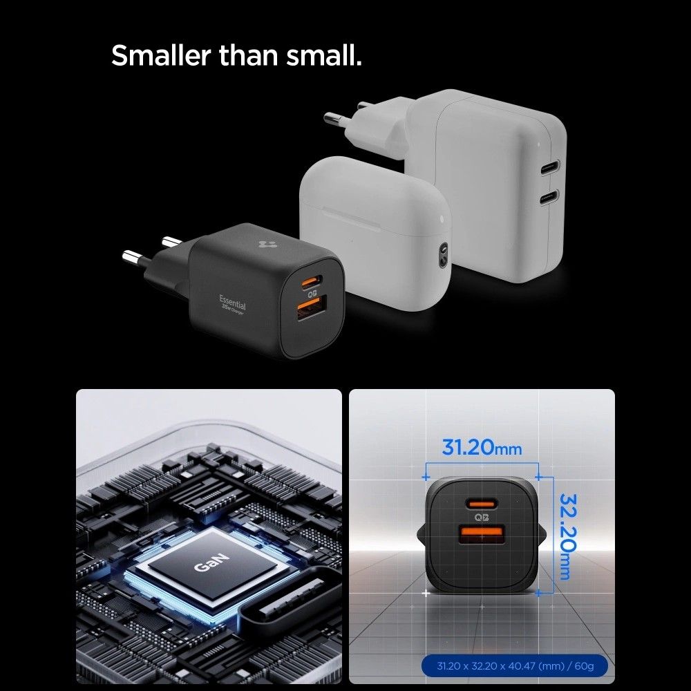 Spigen Essential EE352EU USB-C / USB-A 35W Wall Charger - Blackeng