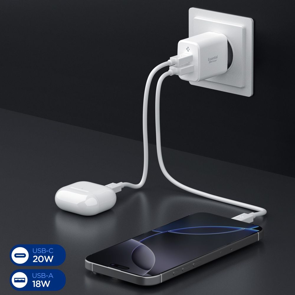 Spigen Essential EE202EU 20W Wall Charger - Whiteeng
