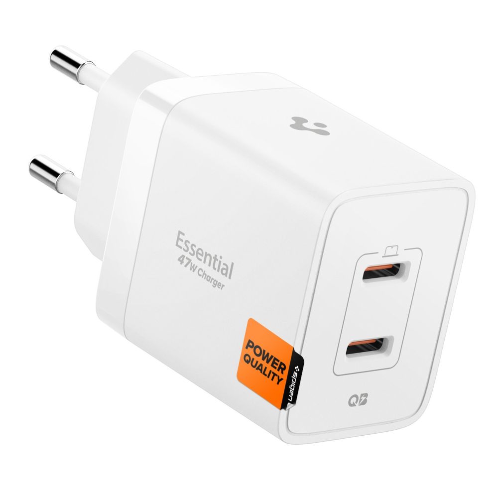 Spigen Essential EE472EU 2-port USC-C 47W wall charger - whiteeng