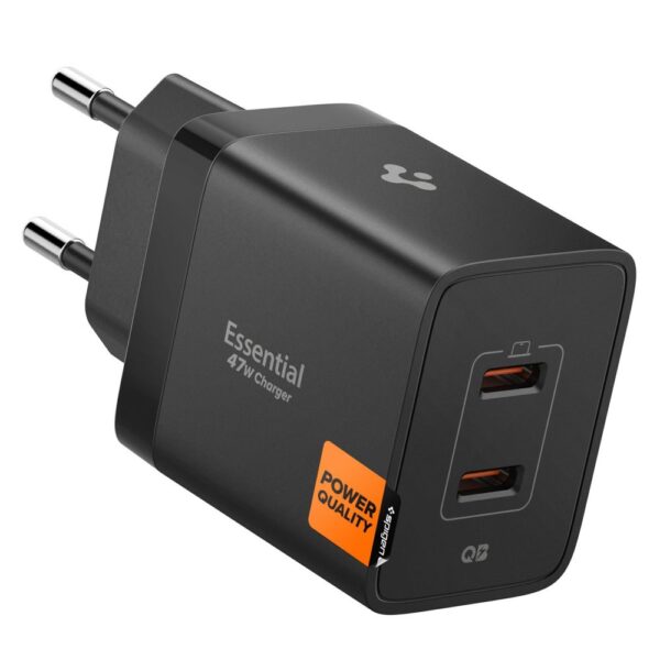 Spigen Essential EE472EU 2-port USC-C 47W wall charger - blackeng