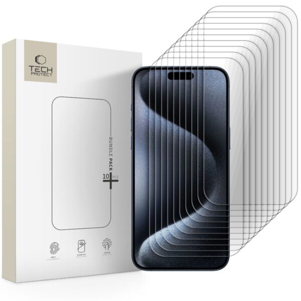Tech-Protect Tempered Glass Bundle 10-pack for iPhone 15 Pro Maxeng