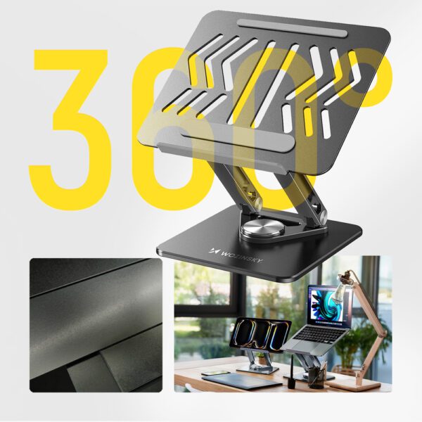 Wozinsky WRS-CPY84SB 360 Aluminum Laptop and Tablet Stand + Free Smartphone Stand - Blackeng