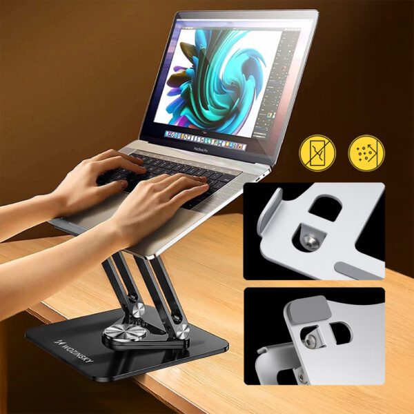 Wozinsky WRS-CPY84SB 360 Aluminum Laptop and Tablet Stand + Free Smartphone Stand - Blackeng
