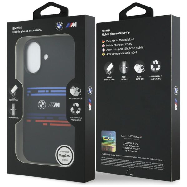 BMW M Silicon Horizontal Line MagSafe Case for iPhone 17 - Blackeng