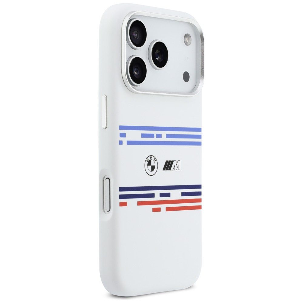 BMW M Silicon Horizontal Line MagSafe Case for iPhone 17 Pro - Whiteeng