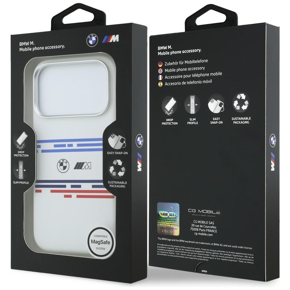 BMW M Silicon Horizontal Line MagSafe Case for iPhone 17 Pro - Whiteeng
