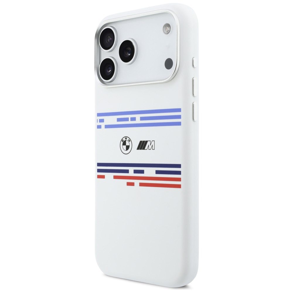 BMW M Silicon Horizontal Line MagSafe Case for iPhone 17 Pro Max - Whiteeng
