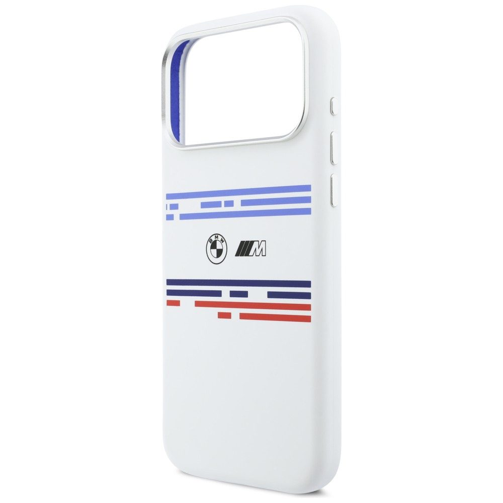 BMW M Silicon Horizontal Line MagSafe Case for iPhone 17 Pro Max - Whiteeng