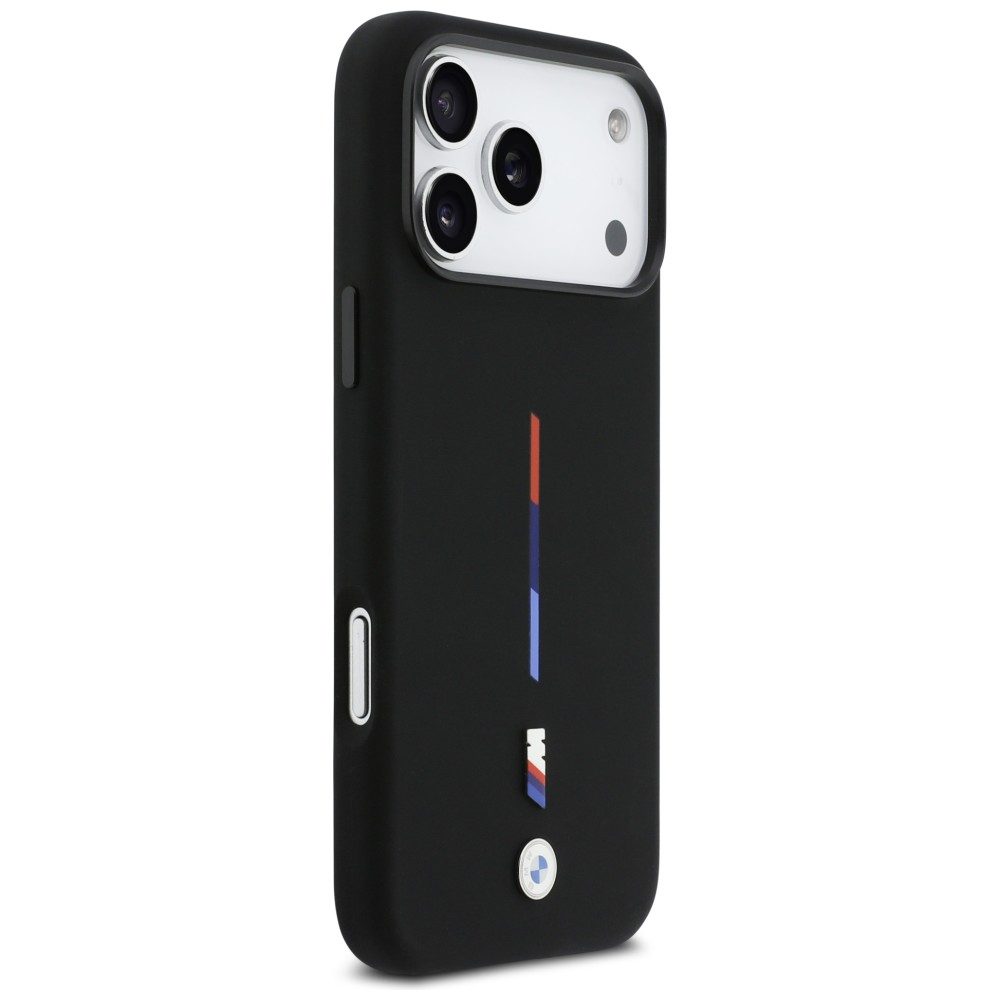 BMW M Silicon Tricolor Line MagSafe Case for iPhone 17 Pro Max - Blackeng