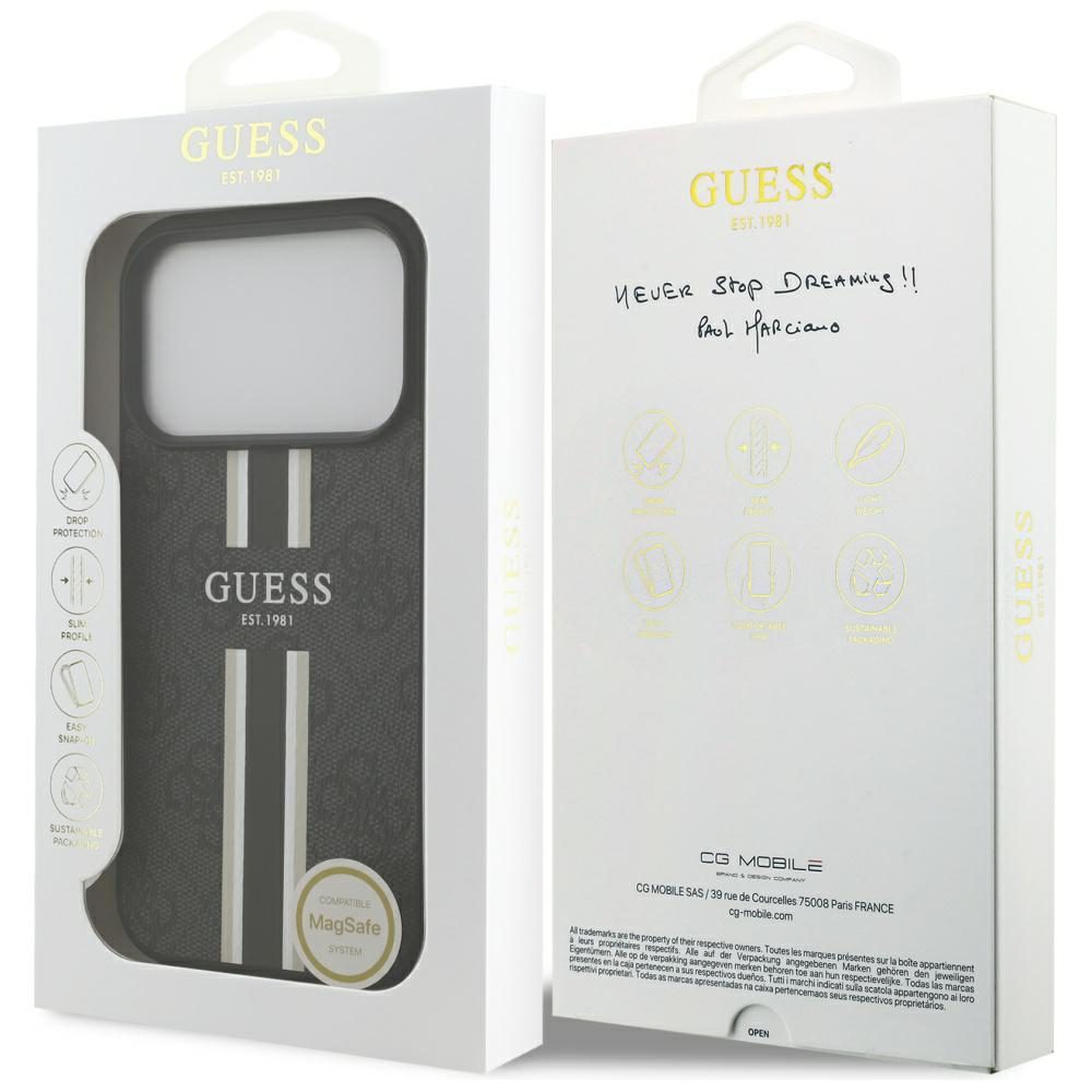 Guess 4G Printed Stripes MagSafe case for iPhone 17 Pro - blackeng