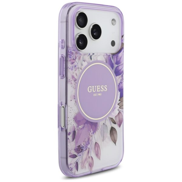 Guess IML Flower & Tonal Circle MagSafe case for iPhone 17 Pro - purpleeng
