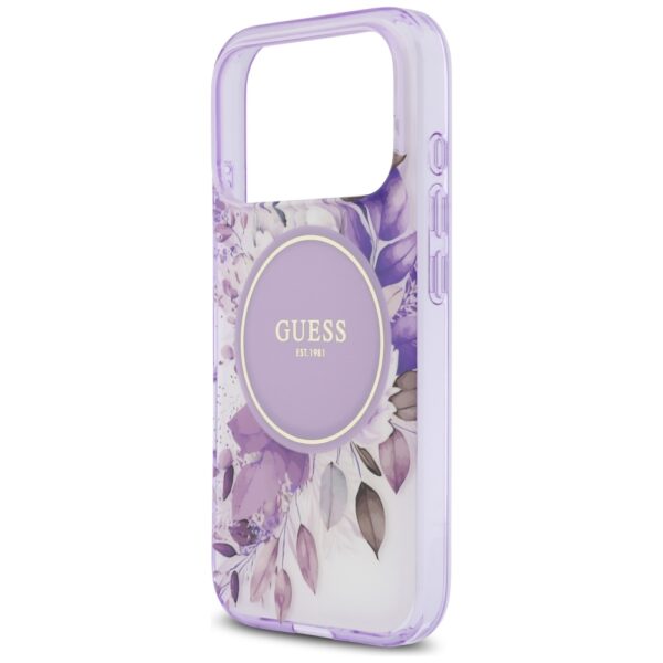 Guess IML Flower & Tonal Circle MagSafe case for iPhone 17 Pro - purpleeng