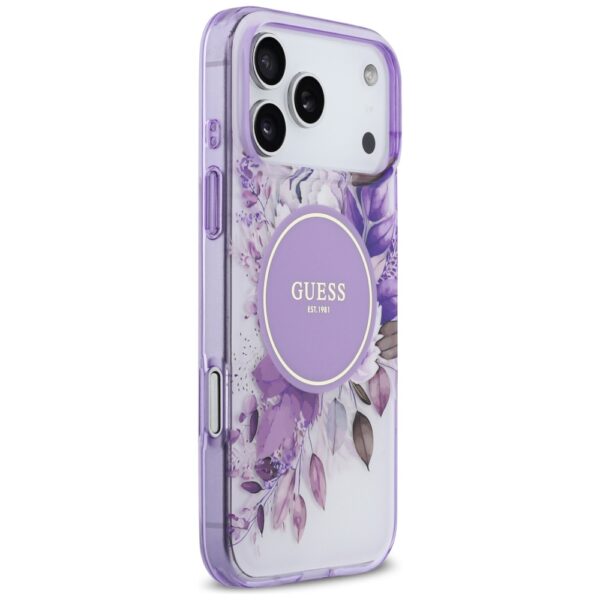Guess IML Flower & Tonal Circle MagSafe case for iPhone 17 Pro Max - purpleeng