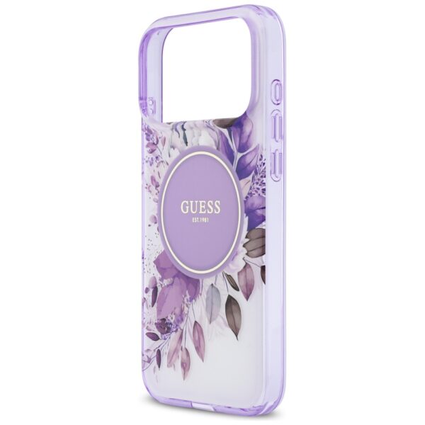 Guess IML Flower & Tonal Circle MagSafe case for iPhone 17 Pro Max - purpleeng
