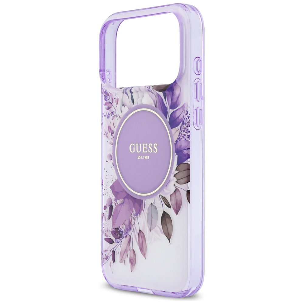Guess IML Flower & Tonal Circle MagSafe case for iPhone 17 Pro Max - purpleeng