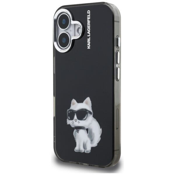 Karl Lagerfeld IML Aquarelle Choupette & Logo iPhone 16 Case - Blackeng