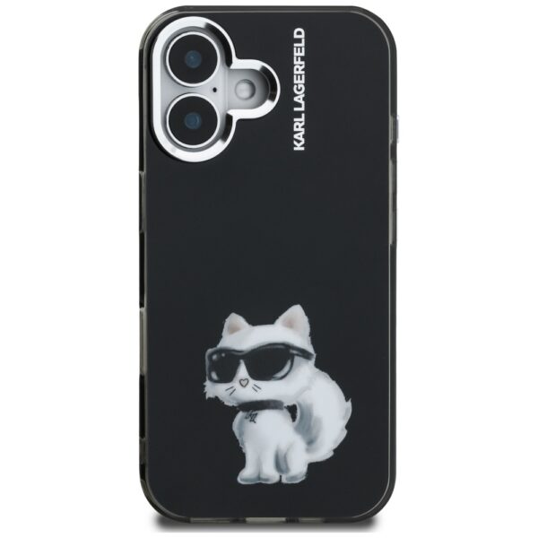 Karl Lagerfeld IML Aquarelle Choupette & Logo iPhone 16 Case - Blackeng