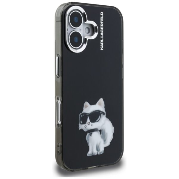 Karl Lagerfeld IML Aquarelle Choupette & Logo iPhone 16 Case - Blackeng