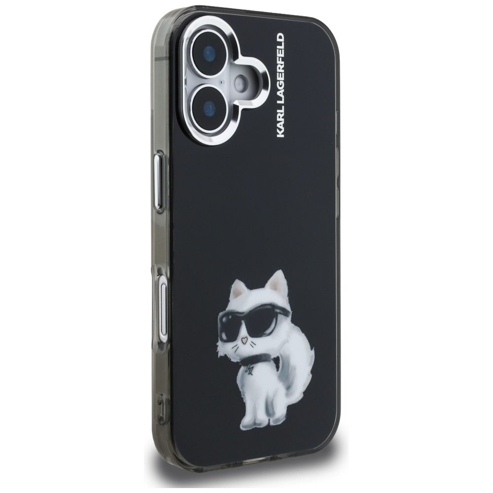 Karl Lagerfeld IML Aquarelle Choupette & Logo iPhone 16 Case - Blackeng