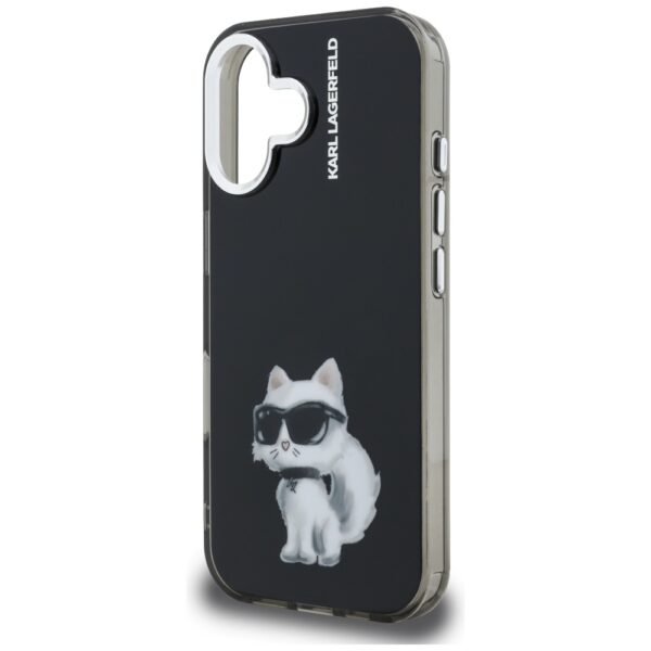 Karl Lagerfeld IML Aquarelle Choupette & Logo iPhone 16 Case - Blackeng