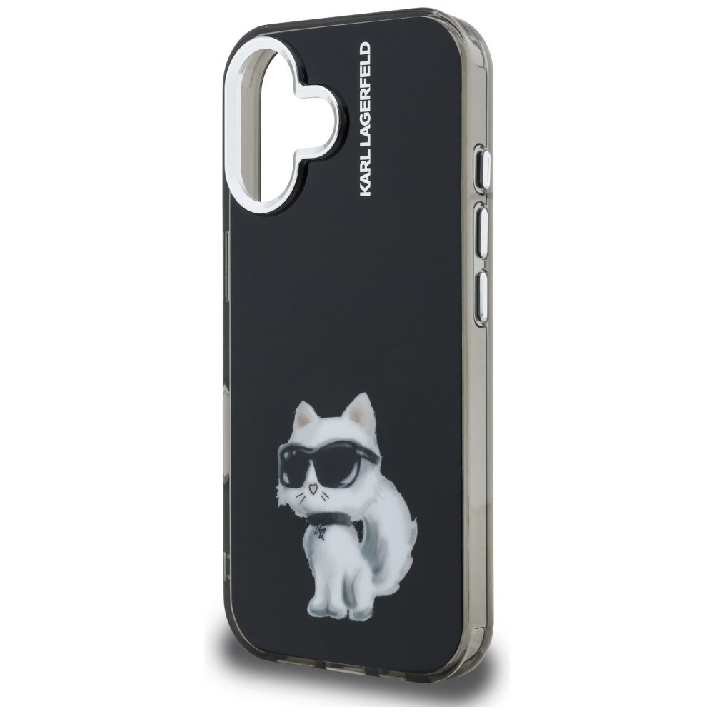 Karl Lagerfeld IML Aquarelle Choupette & Logo iPhone 16 Case - Blackeng