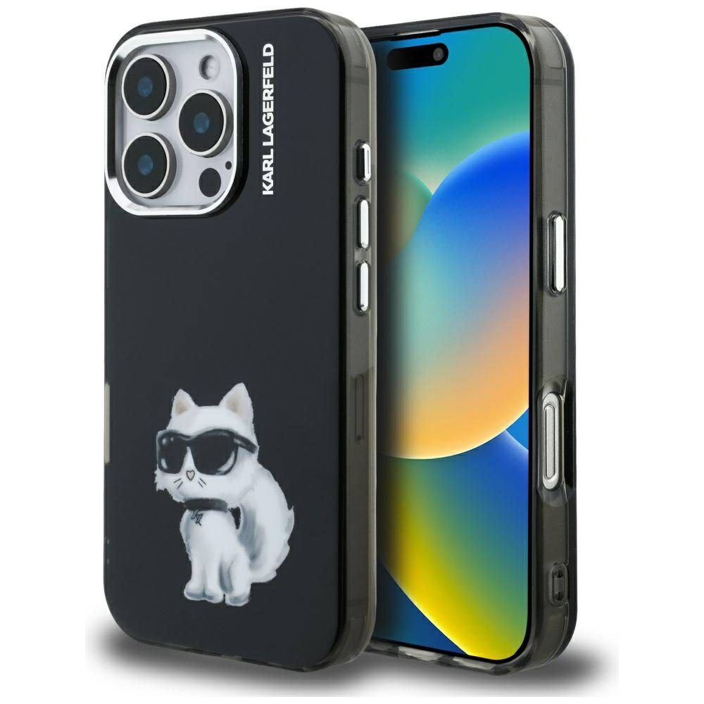 Karl Lagerfeld IML Aquarelle Choupette & Logo iPhone 16 Pro Case - Blackeng