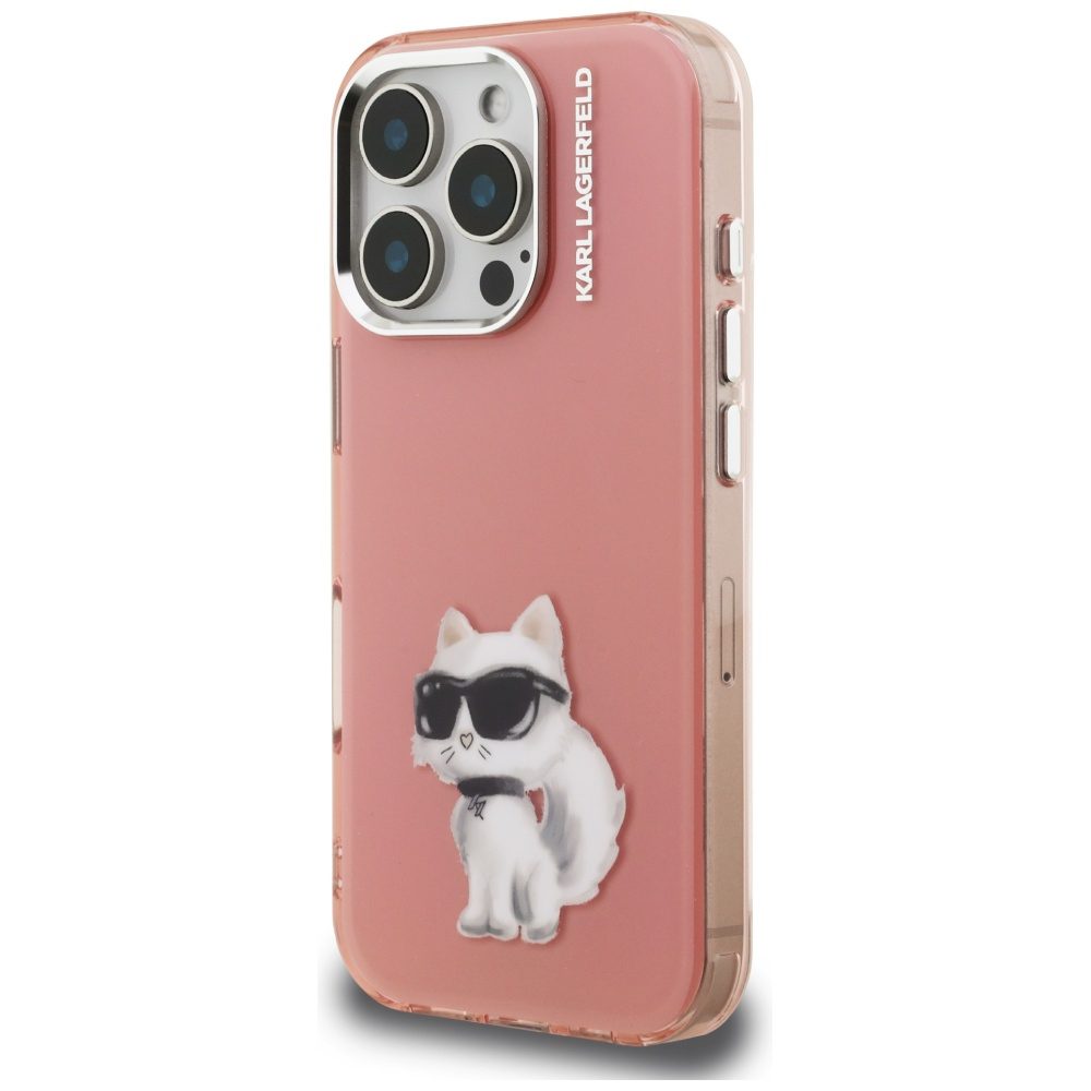 205508_2 Karl Lagerfeld IML Aquarelle Choupette & Logo Case for iPhone 16 Pro Max - Pinkeng