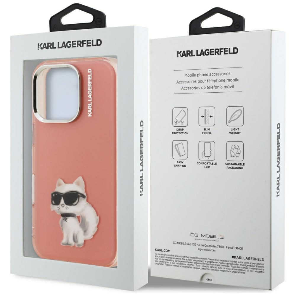 205508_8 Karl Lagerfeld IML Aquarelle Choupette & Logo Case for iPhone 16 Pro Max - Pinkeng