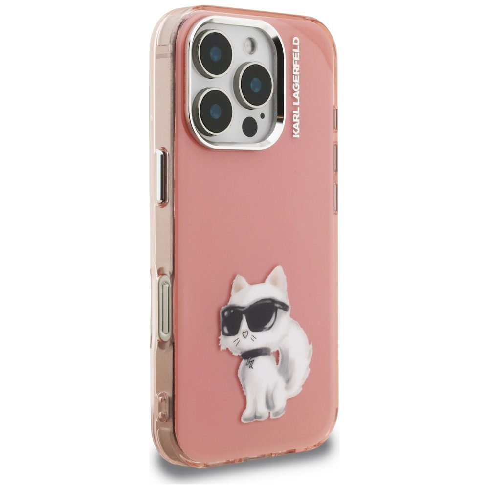 Karl Lagerfeld IML Aquarelle Choupette & Logo iPhone 16 Pro Case - Pinkeng