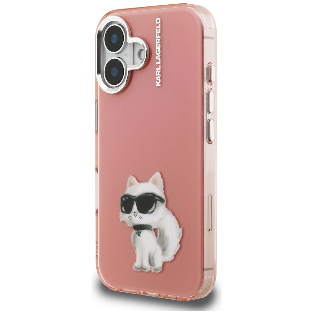 205510_2 Karl Lagerfeld IML Aquarelle Choupette & Logo iPhone 16 Case - Pinkeng