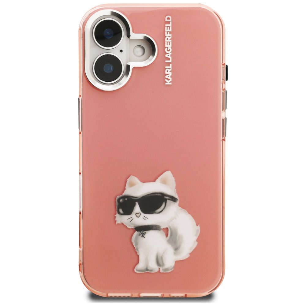 205510_3 Karl Lagerfeld IML Aquarelle Choupette & Logo iPhone 16 Case - Pinkeng
