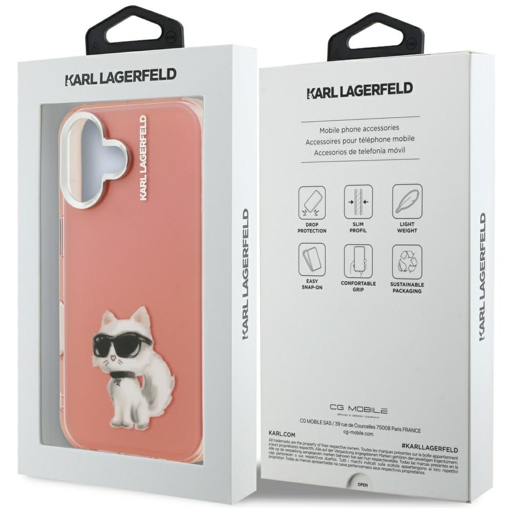 205510_8 Karl Lagerfeld IML Aquarelle Choupette & Logo iPhone 16 Case - Pinkeng