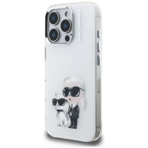 Karl Lagerfeld IML Aquarelle Karl & Choupette & Logo iPhone 16 Pro Case - Whiteeng